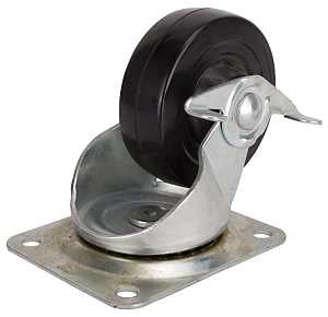 ProSource JC-H12 Swivel Caster, 4 in Dia Wheel, 1-1/4 in W Wheel, Rubber Wheel, Black, 255 lb, Steel Housing Material