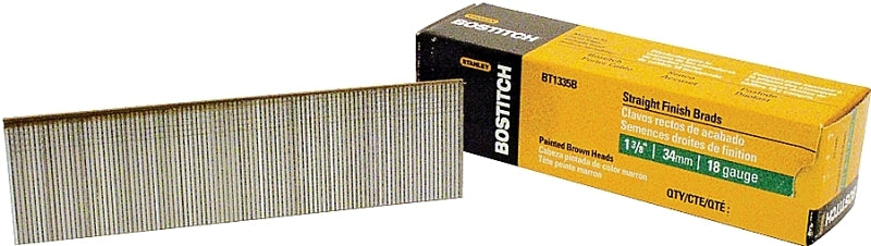Bostitch BT1335B Series Nail, Glue Collation, 1-3/8 in L, 18 Gauge, Steel, Coated, Brad Head, Smooth Shank, 3000/PK