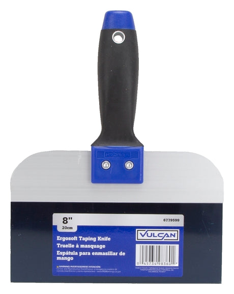 Vulcan 360213L Knife, 3-1/8 in W Blade, 8 in L Blade, Steel Blade, Taping knife Blade, ErgoSoft Handle, TPR/PP Handle
