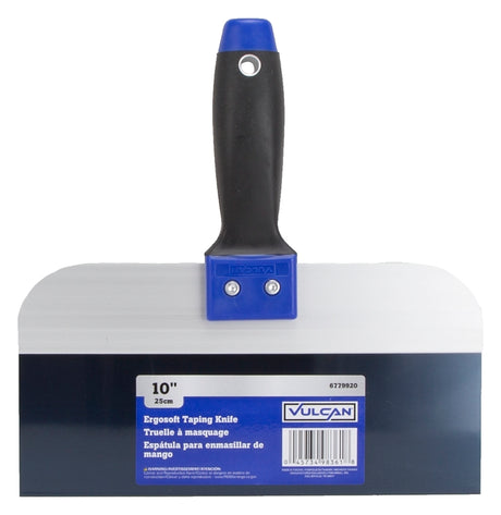 Vulcan 360223L Knife, 3-1/8 in W Blade, 10 in L Blade, Steel Blade, Taping knife Blade, ErgoSoft Handle, TPR/PP Handle