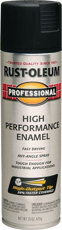 Rust-Oleum 7578838 Professional Enamel Spray Paint, Flat, Black, 15 oz Can