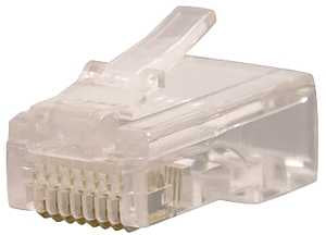 Gardner Bender GMC-88C5 Modular Plug, Rounded Cable, RJ-45 Connector, 8-Contact, 8-Position, White, 50/BAG