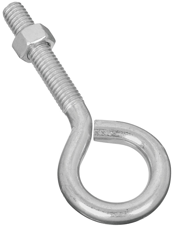 National Hardware N221-267 Eye Bolt, 4 in OAL, 3/8-16 Thread, 2 in L Thread, 1 in ID Dia Eye, 2.35 in L Shank, Steel, Pack of 10