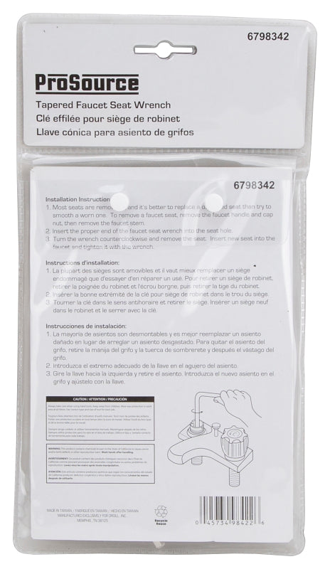 ProSource PMB-503-3L Wrench, 3/16 in Head, 6 in L, Steel, Nickel Plated