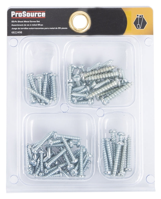 ProSource JL82102 Screw Set, Sheet Metal, Zinc Plated, 95-Piece