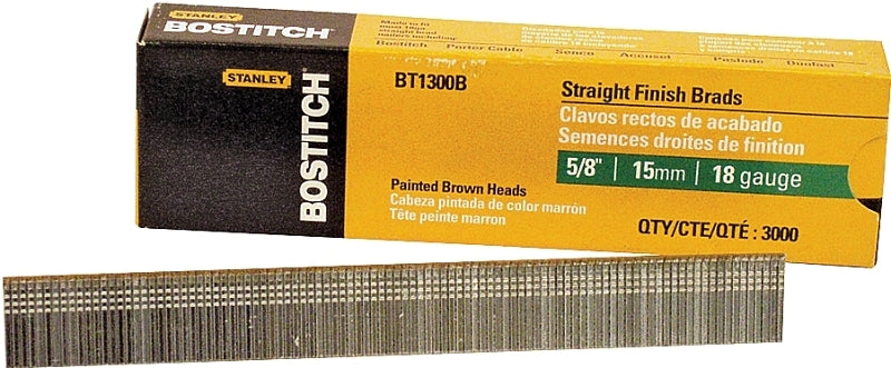 Bostitch BT1300B Series Nail, Glue Collation, 5/8 in L, 18 Gauge, Steel, Coated, Brad Head, Smooth Shank, 3000/PK