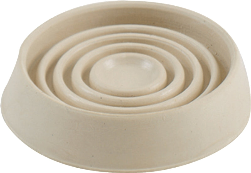 Shepherd Hardware 9165 Caster Cup, Round, 1-1/2 in Dia Dimensions, Rubber, Off-White, 4/PK, Pack of 6