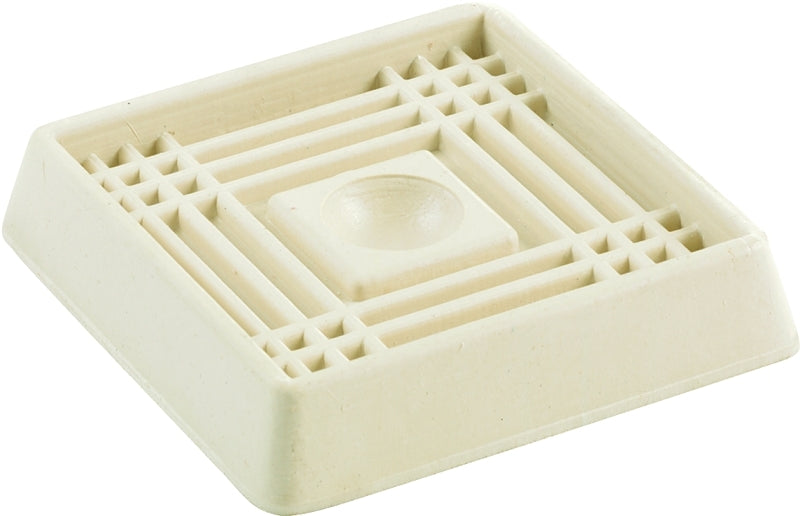 Shepherd Hardware 9166 Caster Cup, Square, 2 in Dimensions, Rubber, Off-White, 4/PK, Pack of 6