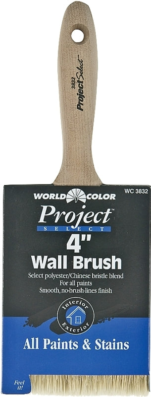 Linzer 3832-4 Paint Brush, Walnut, Wood Handle, 4 in W, 3-1/2 in L Bristle, Polyester Bristle, Varnish Handle