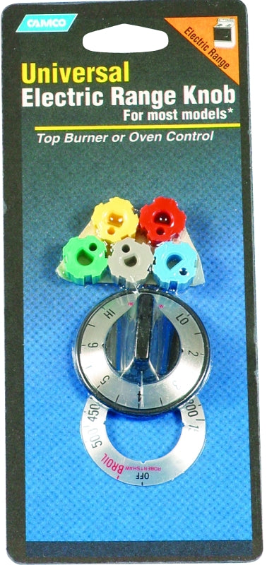 Camco USA 00913 Burner Knob Kit, Includes: (2) Peel, Adapter, Insert, Knob and Stick Overlays, Black