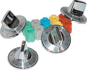 Camco USA 00903 Burner Knob Kit, Includes: Adapter, Dials, Inserts and (4) Chrome Knobs