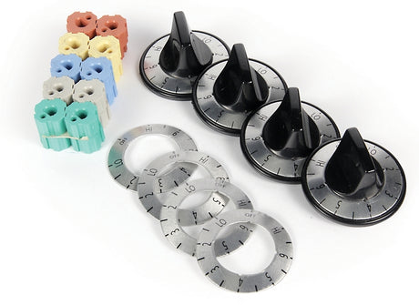 Camco USA 00883 Burner Knob Kit, Includes: Adapter, Dials, Inserts and (4) Chrome Knobs, Black
