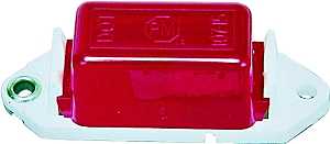 PM V107WR Marker Light, Rectangular, 3.18 in W, 1 in H, 12 V, Incandescent Lamp, Red Lens, Screw
