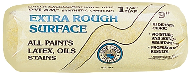 Linzer RC147 Paint Roller Cover, 1-1/4 in Thick Nap, 9 in L, High-Density Polyester Cover