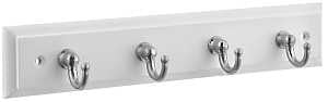 National Hardware Keytidy B8175 Series 813071 Key Rack, 4-Key Hook, Wood, White, Satin Nickel, 8-3/4 in L, 4 in W