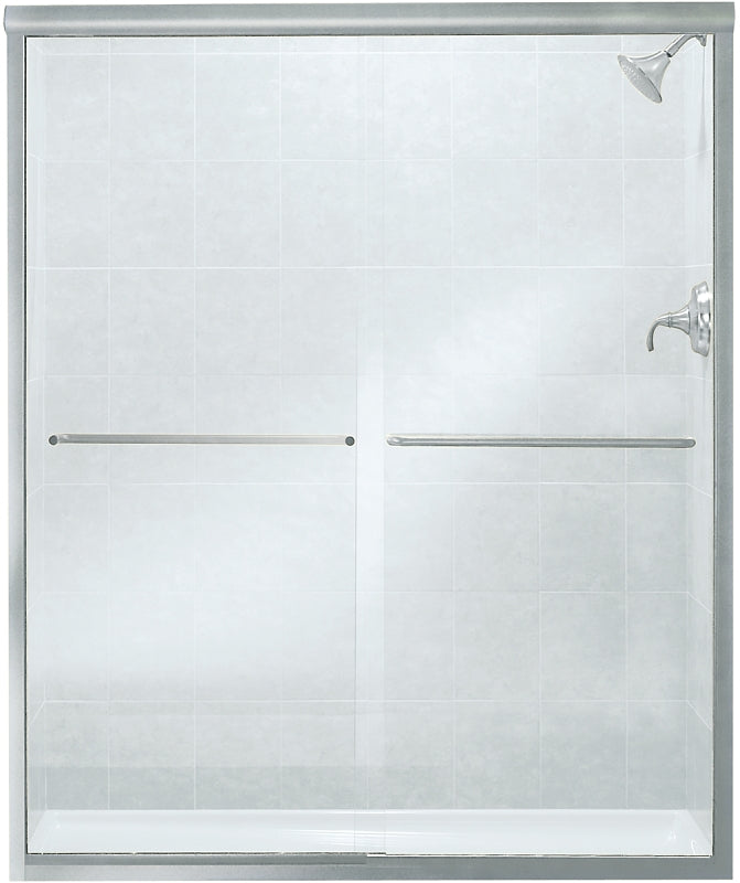 Sterling 5475-59S-G05 Shower Door, Silver Frame, Clear Glass, Tempered Glass, Frameless Frame, Aluminum Frame
