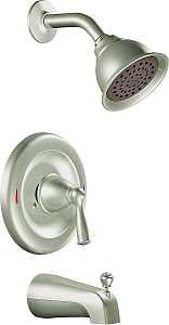 Moen Banbury Series 82910SRN Tub and Shower Faucet, Standard Showerhead, 1.75 gpm Showerhead, 1 Spray Settings, Metal