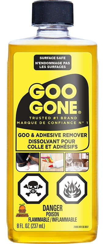 Goo Gone 2088C Stain Remover, 8 oz, Liquid, Citrus, Yellow, Pack of 12