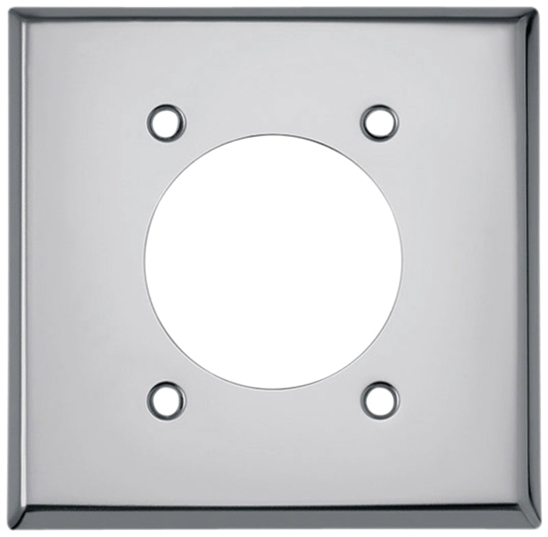 Eaton Wiring Devices 68-BOX Series Power Outlet Wallplate, Standard-Size, 4-1/2 in L, 4-9/16 in W, 2-Gang, Chrome