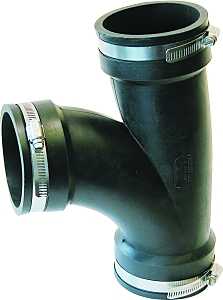 Fernco PQT-300 Qwik Tee, 3 in, PVC Body, Black, 4.3 psi Pressure