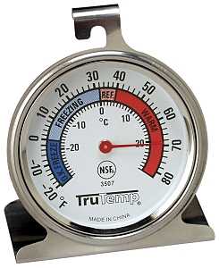 Taylor 3507 Refrigerator/Freezer Dial Thermometer,-20 to 80 deg F, Analog Display, Gray