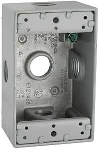 Hubbell 5323-0 Weatherproof Box, 18.3 cu-in, 5-Outlet, 1-Gang, Aluminum, Powder-Coated, Gray