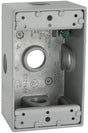 Hubbell 5323-0 Weatherproof Box, 18.3 cu-in, 5-Outlet, 1-Gang, Aluminum, Powder-Coated, Gray