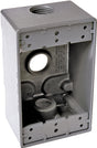 Hubbell 5324-0 Weatherproof Box, 18.3 cu-in, 3-Outlet, 1-Gang, Powder-Coated, Aluminum, Gray