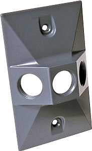 Hubbell 5189-0 Cover, Cluster, Lampholder, 4-19/32 in L, 2-27/32 in W, Rectangular, 1-Gang, Gray, 20/CT