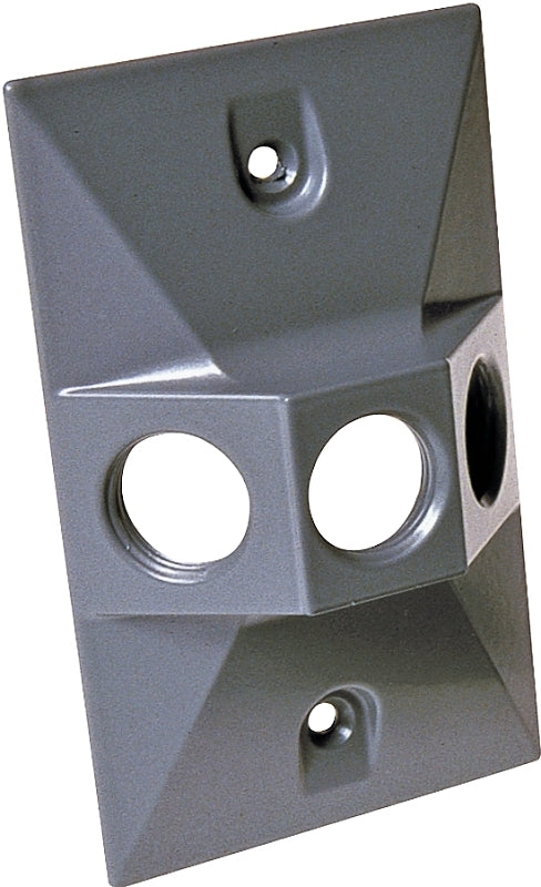 Hubbell 5189-0 Cover, Cluster, Lampholder, 4-19/32 in L, 2-27/32 in W, Rectangular, 1-Gang, Gray, 20/CT