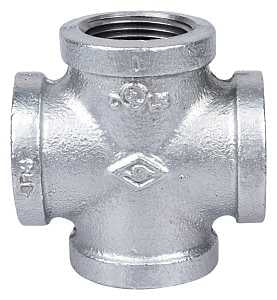 ProSource PPG180-25 Pipe Cross, 1 in, Female, Malleable Iron, 40 Schedule, 300 psi Pressure