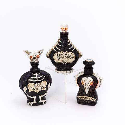 Gerson 7.75 in. LED Prelit Lighted Potion Bottle Halloween Decor, Pack of 3