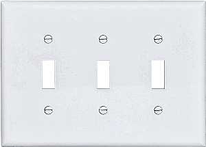 Eaton PJ3W Wallplate, 6-3/4 in L, 4.83 in W, 3-Gang, Polycarbonate, White, High-Gloss, Pack of 15