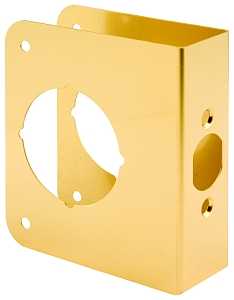 Prime-Line U 9555 Lock and Door Reinforcer, 2-3/8 in Backset, 1-3/8 in Thick Door, Brass, 4-1/2 in H, 3-7/8 in W