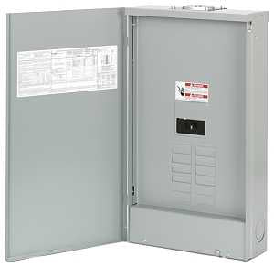 Eaton BRP08B200RF Load Center, 24-Pole, 200 A, 8-Space, 16-Circuit, Main Breaker, Plug-On Neutral, NEMA 3R Enclosure