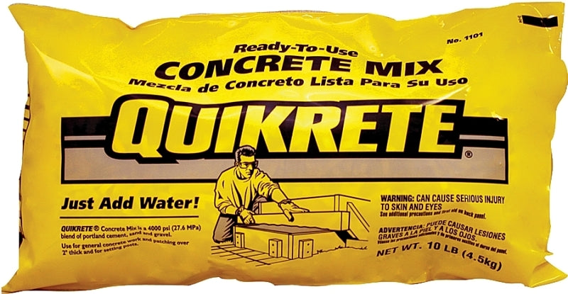 Quikrete 1101-10 Concrete Mix, Brown/Gray, Granular, 10 lb Bag, Pack of 6