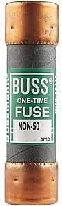 Bussmann NON-50 Fuse, 50 A, 250 VAC, 125 VDC, 50 kA Interrupt, Melamine Body, Cartridge Fuse, Pack of 10