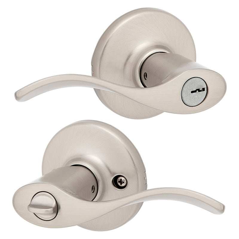 Kwikset 405BL 15 6AL Entry Lever, Thumbturn Lock, Satin Nickel, Zinc, Residential, Reversible Hand, 3 Grade, Pack of 4