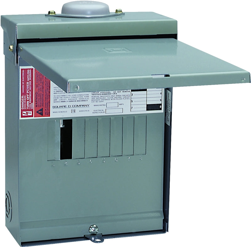 Square D QO QO612L100RBCP Load Center, 100 A, 6 -Space, 12 -Circuit, Main Lug, NEMA 3R Enclosure, Plug Mounting