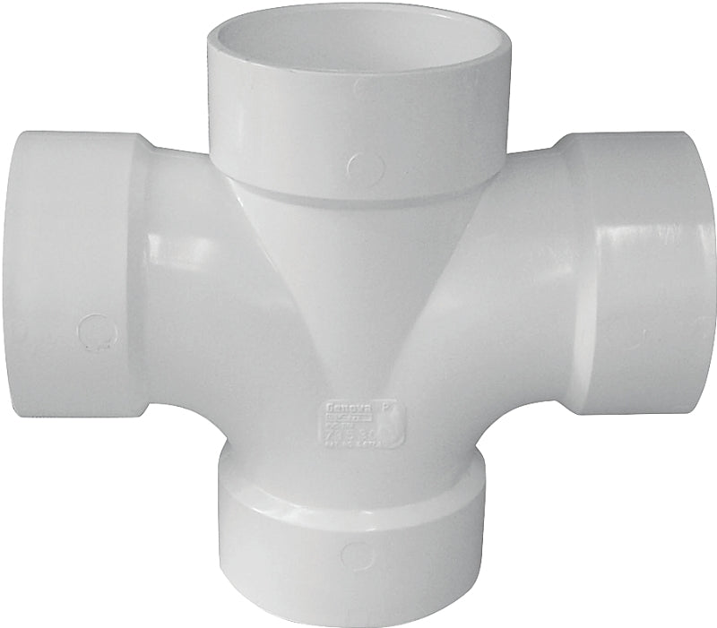IPEX 192181 Double Sanitary Pipe Tee, 3 x 2 in, Hub, PVC, White, SCH 40 Schedule