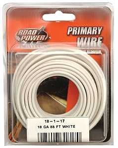 Road Power 55667233/18-1-17 Electrical Wire, 18 AWG Wire, 25/60 VAC/VDC, Copper Conductor, White Sheath, 33 ft L