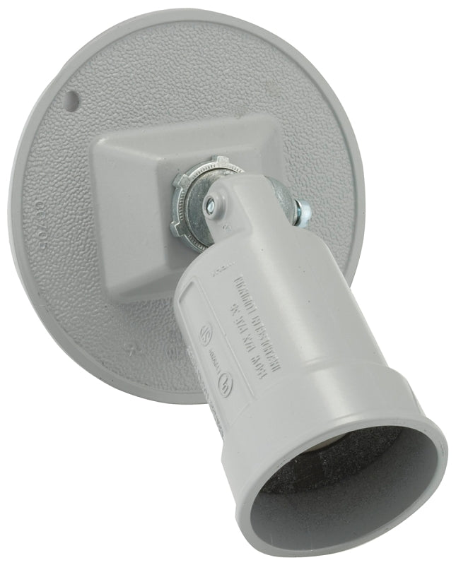 Hubbell 5624-5 Cover, 3-21/64 in L, 4-1/8 in W, Round, Metal, Gray, Powder-Coated, 4/CD