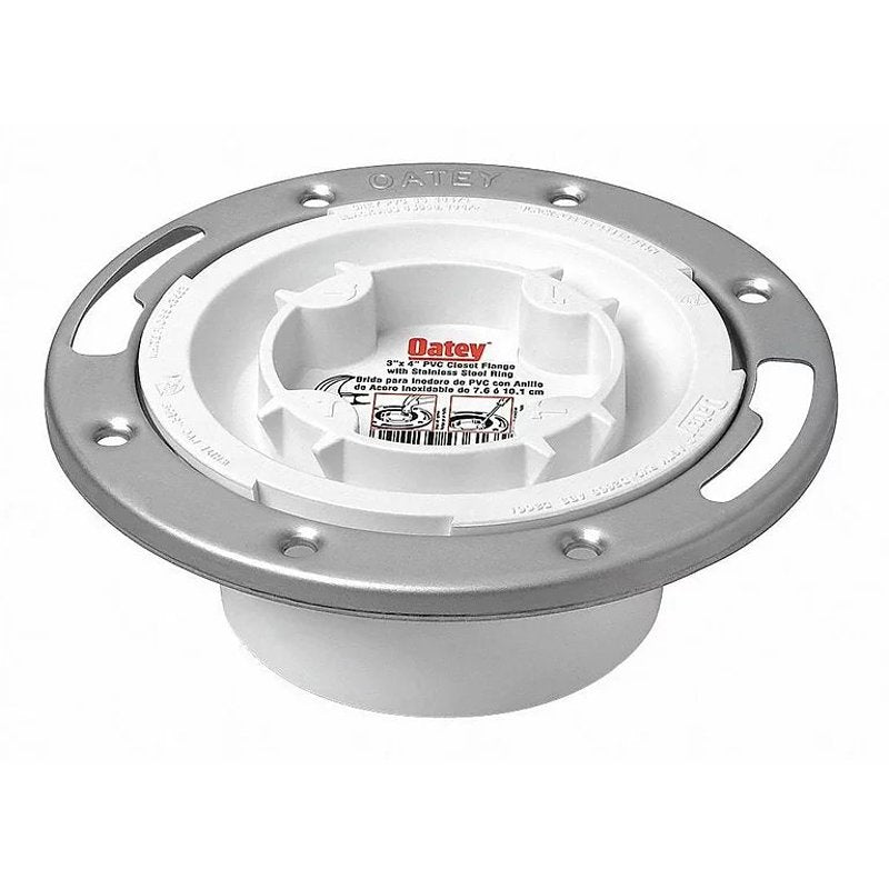 Oatey 43553 Closet Flange, 3, 4 in Connection, PVC, White, For: Most Toilets