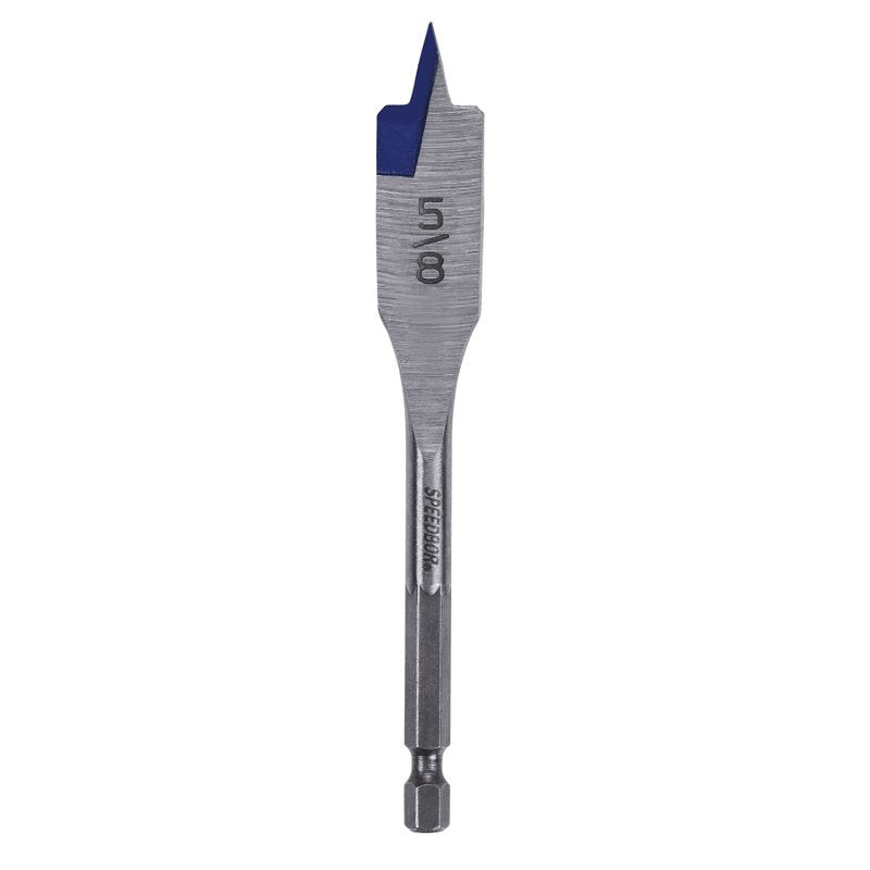 Irwin SPEEDBOR 87910 Spade Drill Bit, 5/8 in Dia, 4 in OAL, Short Length, Flat Flute, 1/4 in Dia Shank, Hex Shank