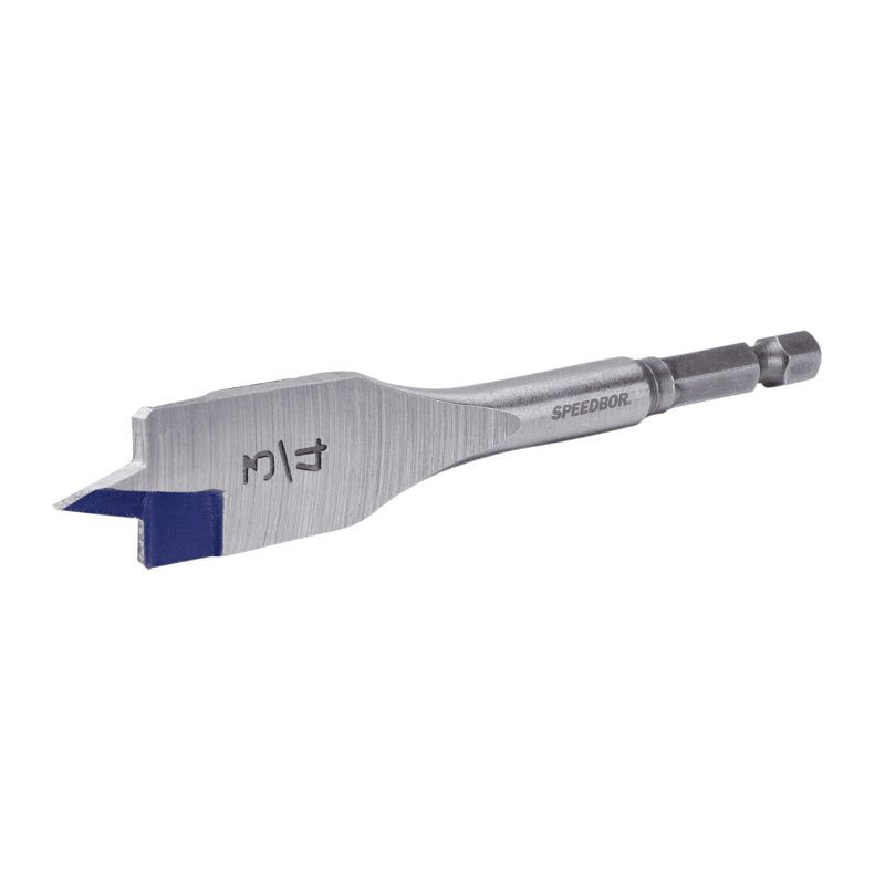 Irwin SPEEDBOR 87912 Spade Drill Bit, 3/4 in Dia, 4 in OAL, Short Length, Flat Flute, 1/4 in Dia Shank, Hex Shank