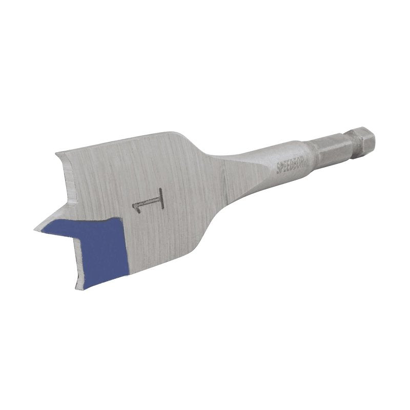 Irwin SPEEDBOR 87916 Spade Drill Bit, 1 in Dia, 4 in OAL, Short Length, Flat Flute, 1/4 in Dia Shank, Hex Shank