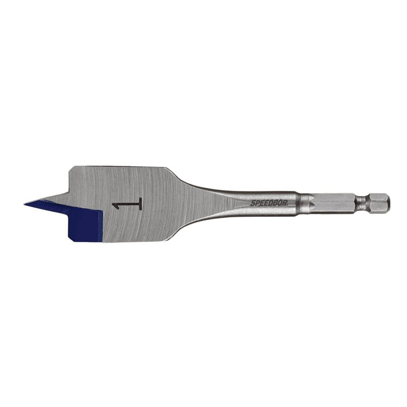 Irwin SPEEDBOR 87916 Spade Drill Bit, 1 in Dia, 4 in OAL, Short Length, Flat Flute, 1/4 in Dia Shank, Hex Shank