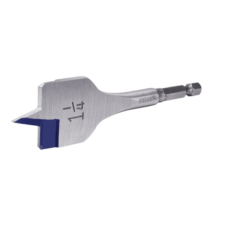 Irwin SPEEDBOR 87920 Spade Drill Bit, 1-1/4 in Dia, 4 in OAL, Short Length, Flat Flute, 1/4 in Dia Shank, Hex Shank