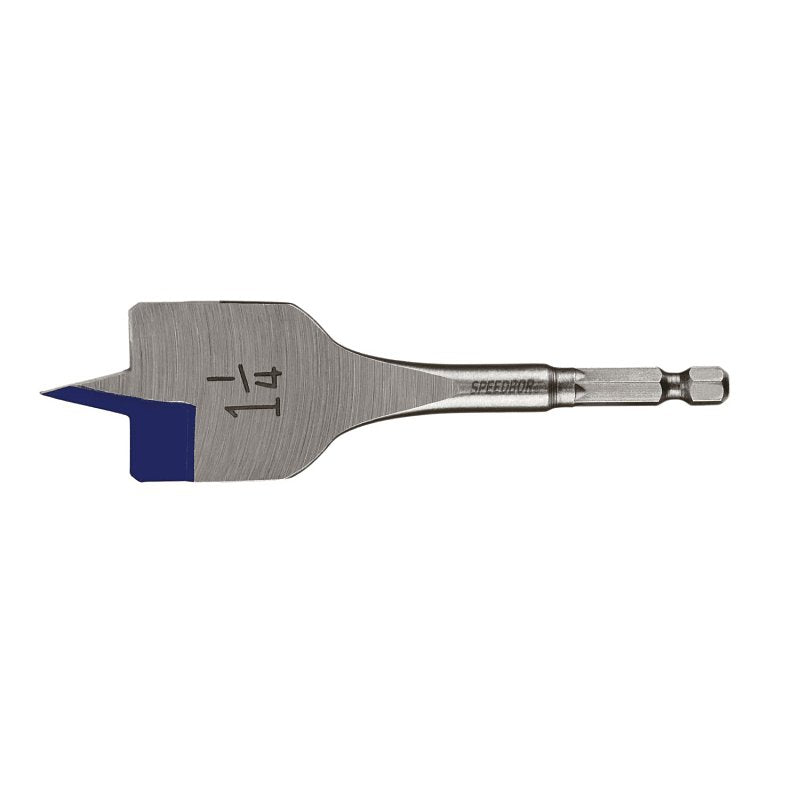 Irwin SPEEDBOR 87920 Spade Drill Bit, 1-1/4 in Dia, 4 in OAL, Short Length, Flat Flute, 1/4 in Dia Shank, Hex Shank