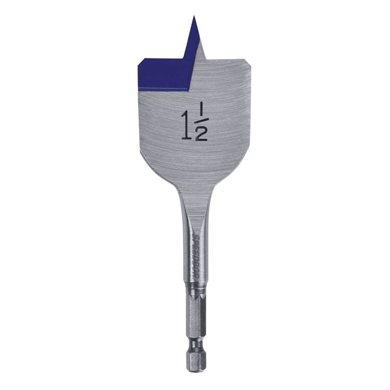 Irwin SPEEDBOR 87924 Spade Drill Bit, 1-1/2 in Dia, 4 in OAL, Short Length, Flat Flute, 1/4 in Dia Shank, Hex Shank